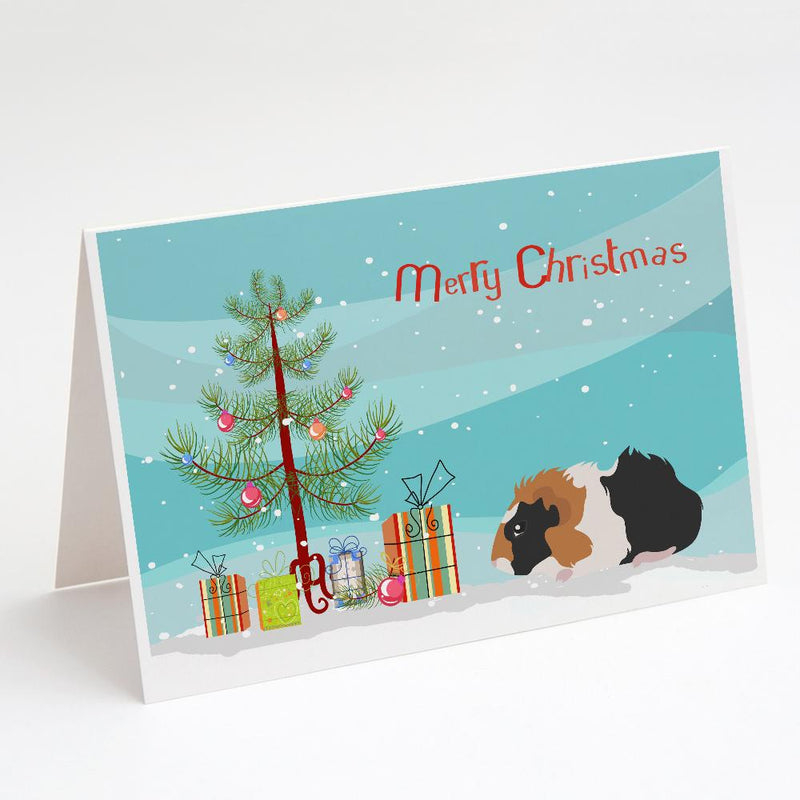 Abyssinian Guinea Pig Merry Christmas Greeting Cards and Envelopes Pack of 8