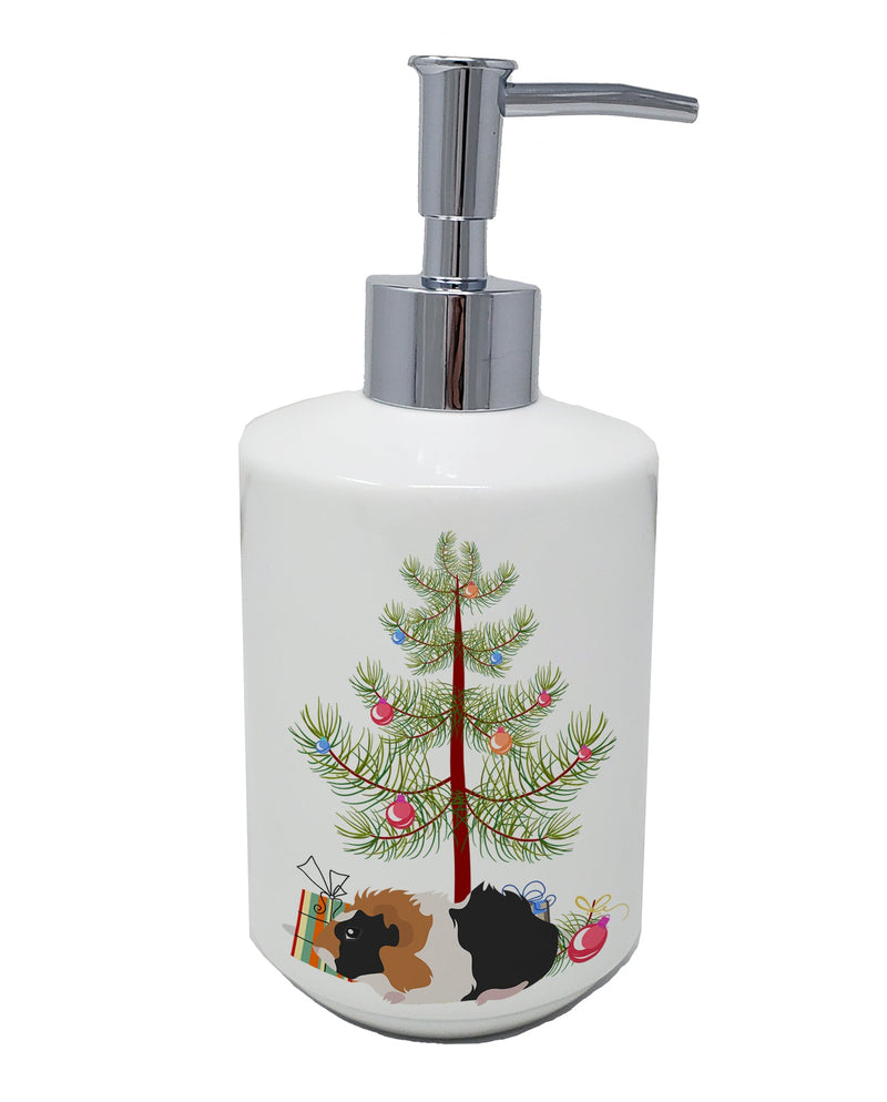 Abyssinian Guinea Pig Merry Christmas Ceramic Soap Dispenser