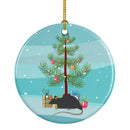Black Rat Merry Christmas Ornament - Round Ceramic Ornament – Artist-Designed Keepsake Decoration