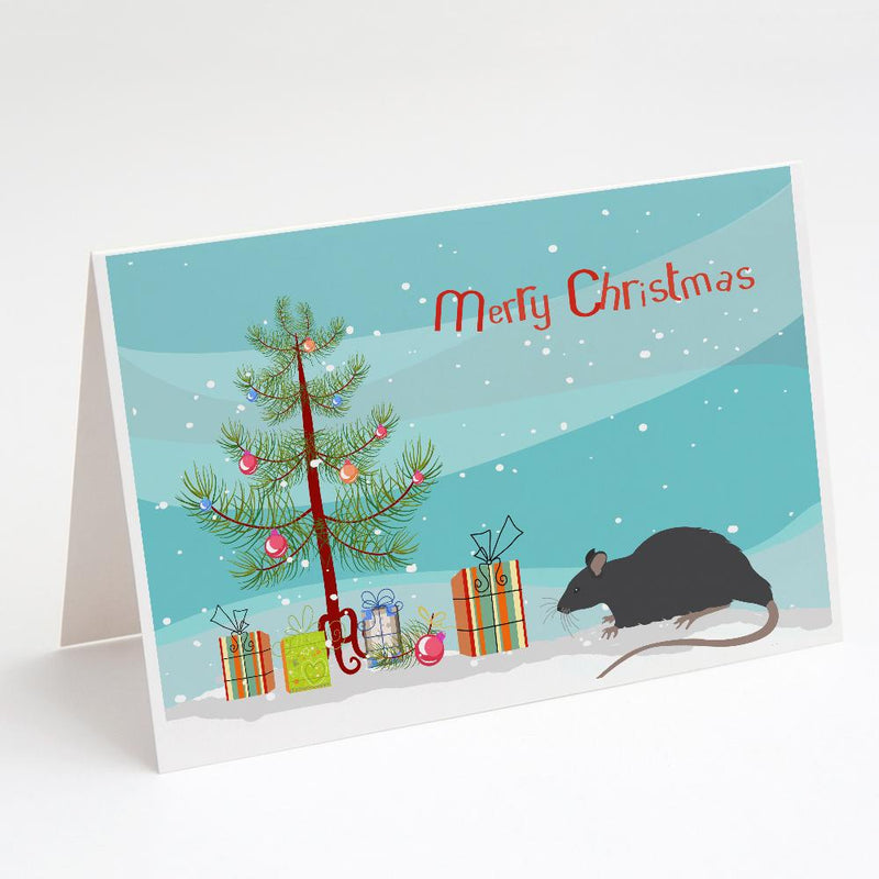 Black Rat Merry Christmas Greeting Cards -  Blank Note Cards – 8-Pack of Artist-Designed Cards with Envelopes