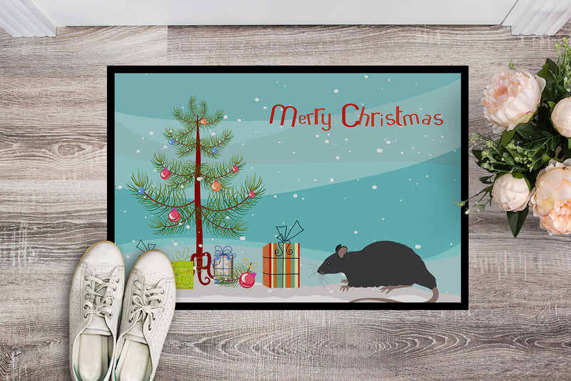 Black Rat Merry Christmas Doormat - 18x27 Decorative Floor Mat – Indoor/Outdoor Rug with Artistic Flair CK4468MAT