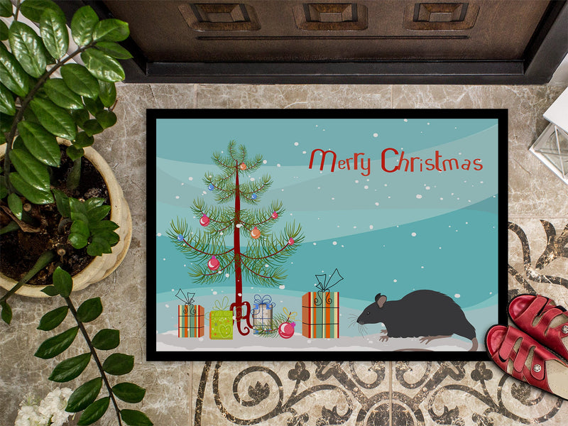 Black Rat Merry Christmas Doormat - 18x27 Decorative Floor Mat – Indoor/Outdoor Rug with Artistic Flair CK4468MAT