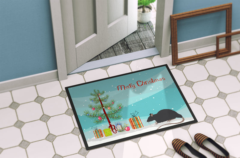 Black Rat Merry Christmas Doormat - 18x27 Decorative Floor Mat – Indoor/Outdoor Rug with Artistic Flair CK4468MAT