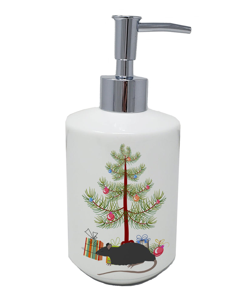 Black Rat Merry Christmas Ceramic Soap Dispenser