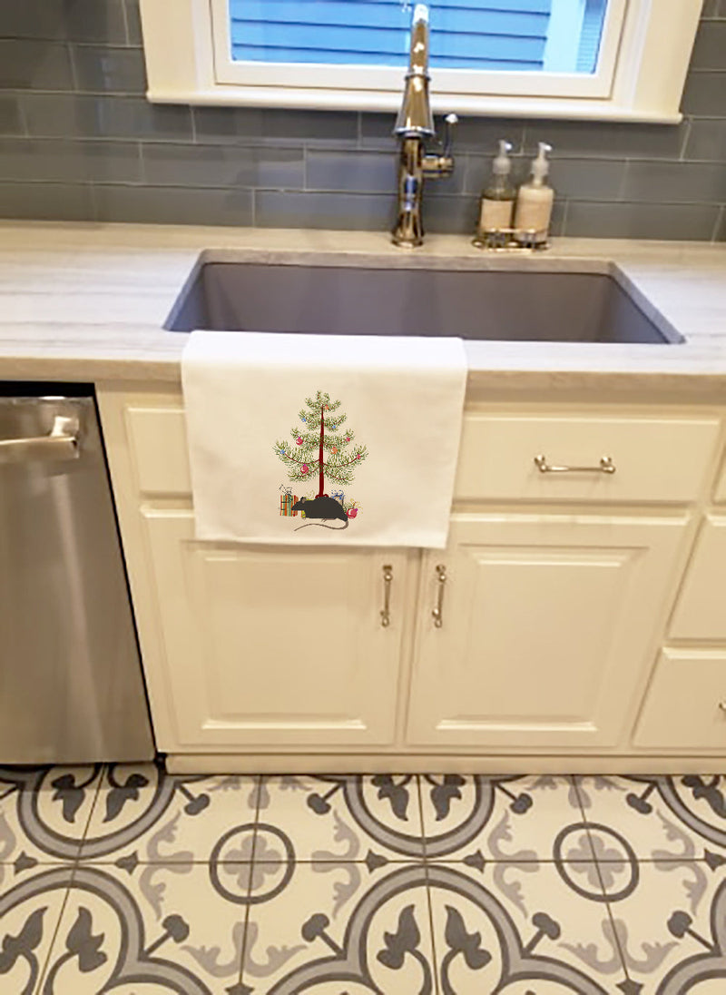 Black Rat Merry Christmas White Kitchen Towel Set of 2