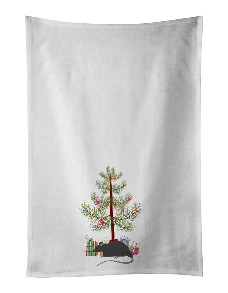 Black Rat Merry Christmas White Kitchen Towel Set of 2