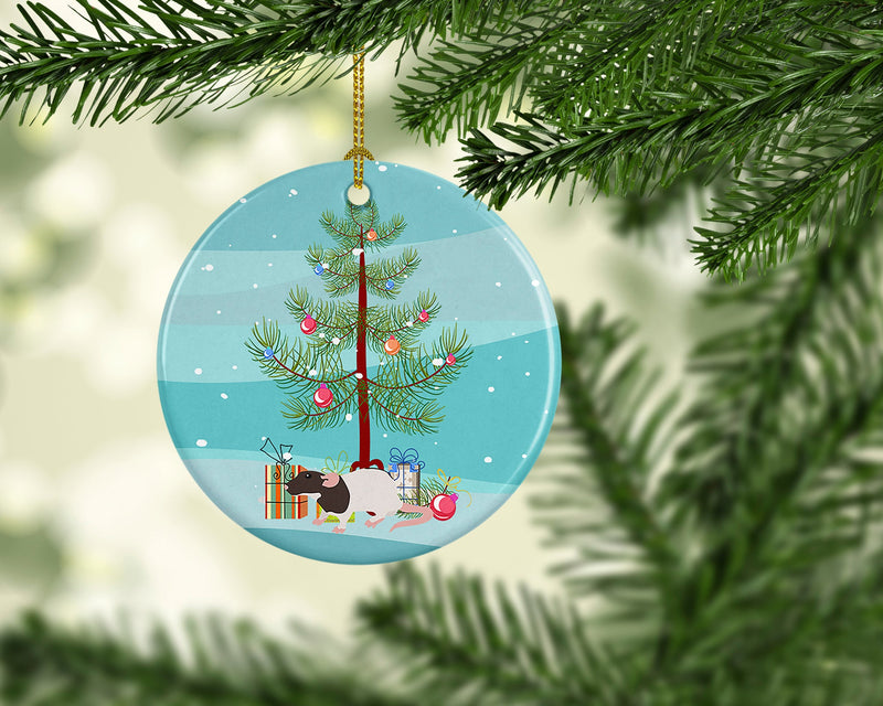 Dumbo Rat Merry Christmas Ornament - Round Ceramic Ornament – Artist-Designed Keepsake Decoration