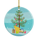 Border Canary Merry Christmas Ornament - Round Ceramic Ornament – Artist-Designed Keepsake Decoration