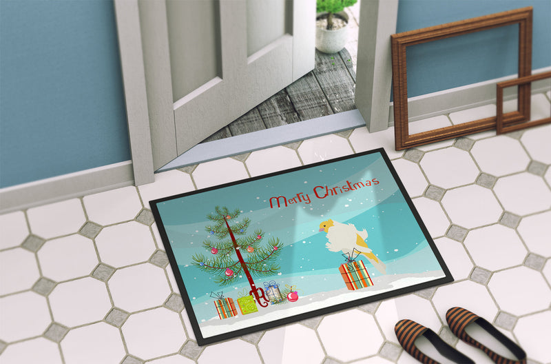 Parisian Trumpeter Canary Merry Christmas Doormat - 24x36 Decorative Floor Mat – Indoor/Outdoor Rug with Artistic Flair CK4484JMAT