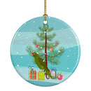 Amazon Parrot Merry Christmas Ornament - Round Ceramic Ornament – Artist-Designed Keepsake Decoration