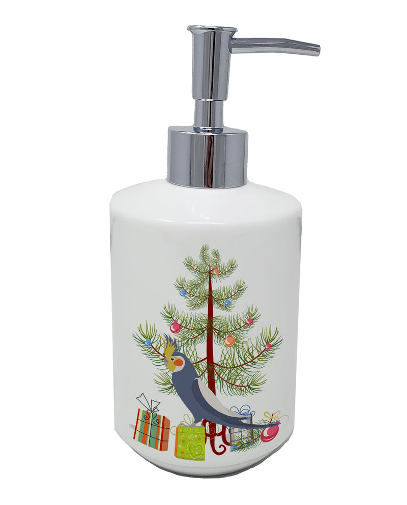 Cockatiel Merry Christmas Ceramic Soap Dispenser