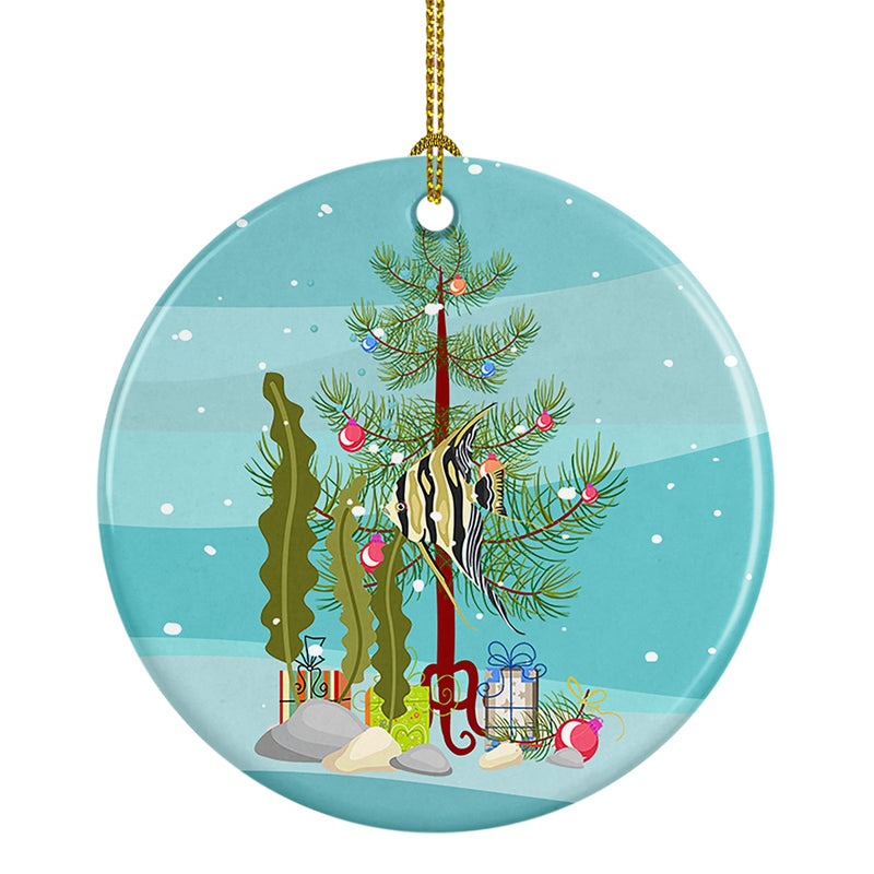 Angelfish Merry Christmas Ornament - Round Ceramic Ornament – Artist-Designed Keepsake Decoration