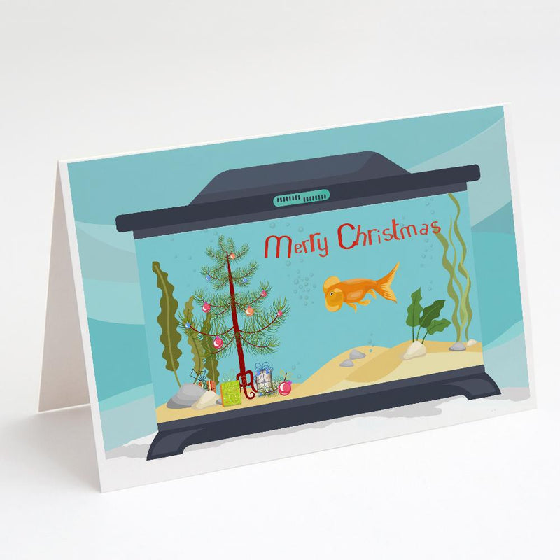 Bubble Eyed Goldfish Merry Christmas Greeting Cards and Envelopes Pack of 8