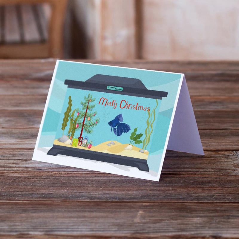 Veiltail Goldfish Merry Christmas Greeting Cards and Envelopes Pack of 8