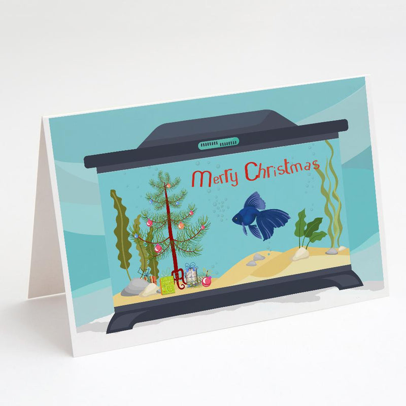 Veiltail Goldfish Merry Christmas Greeting Cards and Envelopes Pack of 8