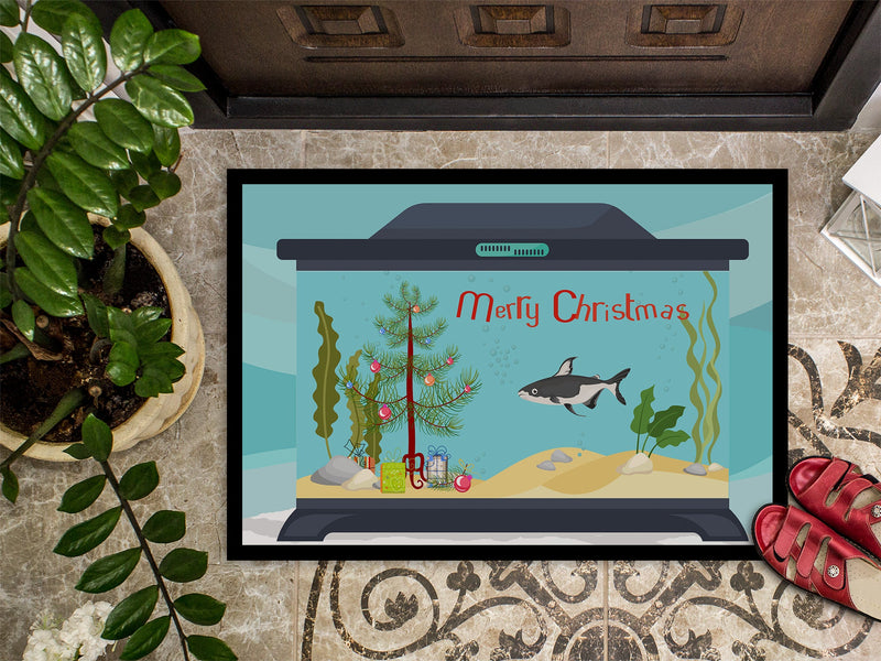 Iridescent Shark Merry Christmas Indoor or Outdoor Mat 18x27 CK4521MAT