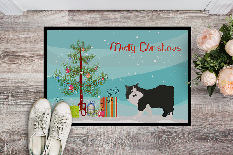 Cymric Cat Merry Christmas Doormat - 24x36 Decorative Floor Mat – Indoor/Outdoor Rug with Artistic Flair CK4599JMAT