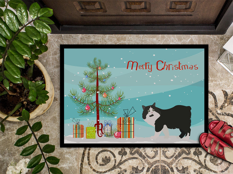 Cymric Cat Merry Christmas Doormat - 24x36 Decorative Floor Mat – Indoor/Outdoor Rug with Artistic Flair CK4599JMAT