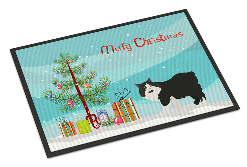 Cymric Cat Merry Christmas Doormat - 24x36 Decorative Floor Mat – Indoor/Outdoor Rug with Artistic Flair CK4599JMAT