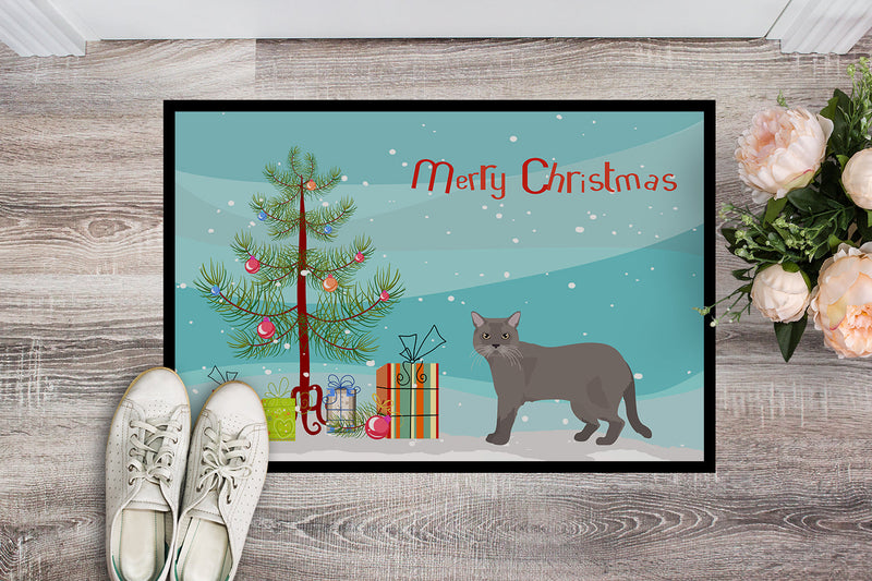 European Burmese Cat Merry Christmas Indoor or Outdoor Mat 18x27 CK4615MAT