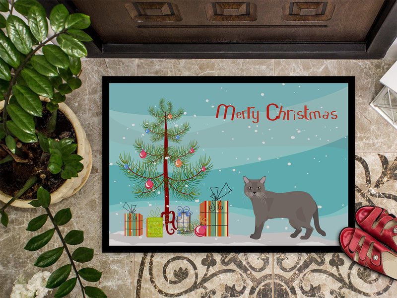 European Burmese Cat Merry Christmas Indoor or Outdoor Mat 18x27 CK4615MAT