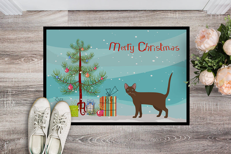 Havana Brown Cat Merry Christmas Doormat - 18x27 Decorative Floor Mat – Indoor/Outdoor Rug with Artistic Flair CK4629MAT
