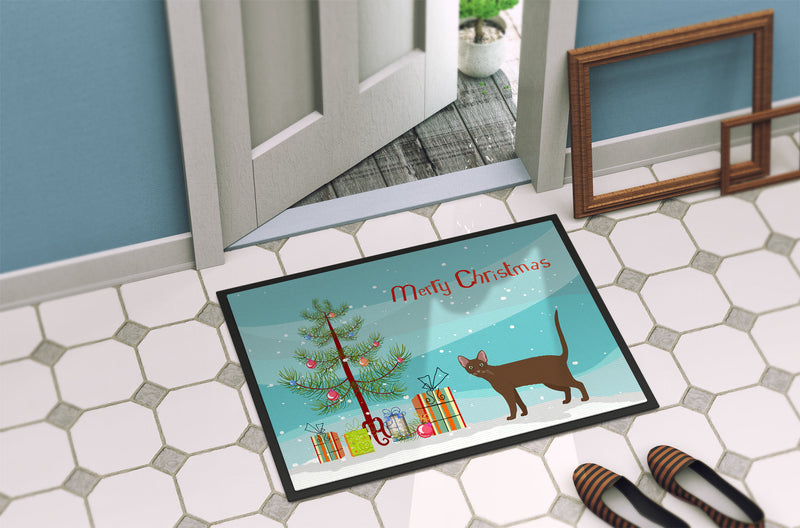 Havana Brown Cat Merry Christmas Doormat - 18x27 Decorative Floor Mat – Indoor/Outdoor Rug with Artistic Flair CK4629MAT