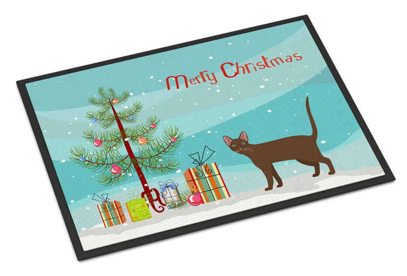 Havana Brown Cat Merry Christmas Doormat - 18x27 Decorative Floor Mat – Indoor/Outdoor Rug with Artistic Flair CK4629MAT