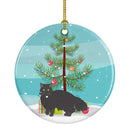 Black Persian Traditional Cat Merry Christmas Ornament - Round Ceramic Ornament – Artist-Designed Keepsake Decoration