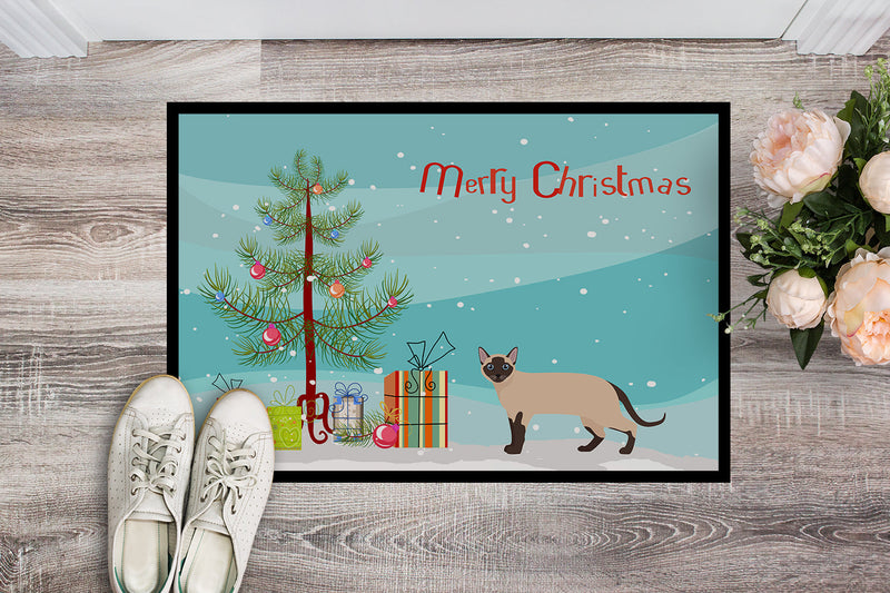 Tonkinese Cat Merry Christmas Doormat - 24x36 Decorative Floor Mat – Indoor/Outdoor Rug with Artistic Flair CK4729JMAT