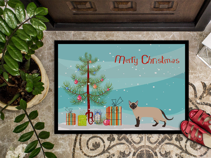 Tonkinese Cat Merry Christmas Doormat - 24x36 Decorative Floor Mat – Indoor/Outdoor Rug with Artistic Flair CK4729JMAT