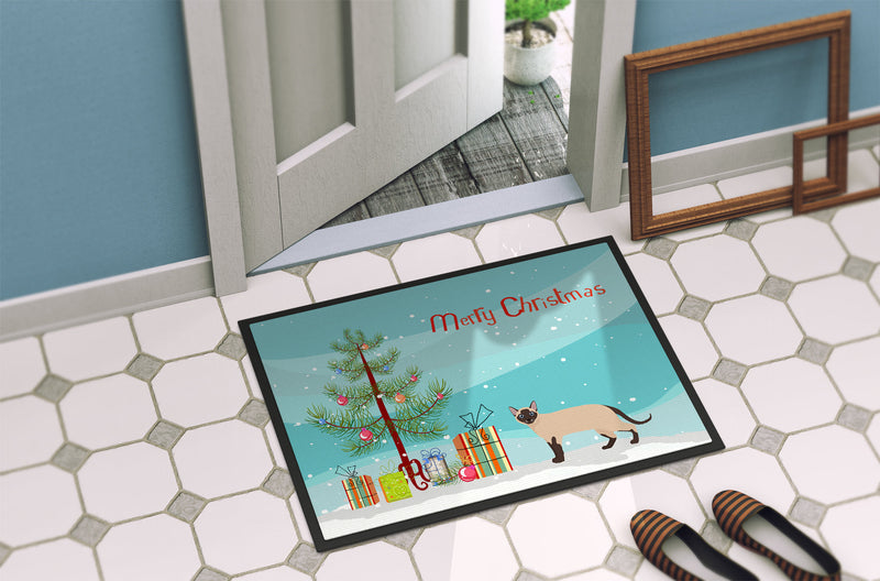 Tonkinese Cat Merry Christmas Doormat - 24x36 Decorative Floor Mat – Indoor/Outdoor Rug with Artistic Flair CK4729JMAT