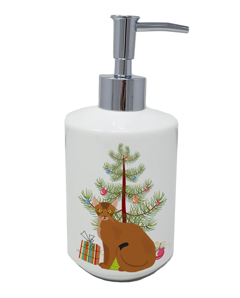 Abyssinian Cat Merry Christmas Ceramic Soap Dispenser