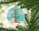 American Curl Cat Merry Christmas Ornament - Round Ceramic Ornament – Artist-Designed Keepsake Decoration