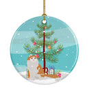 American Curl Cat Merry Christmas Ornament - Round Ceramic Ornament – Artist-Designed Keepsake Decoration