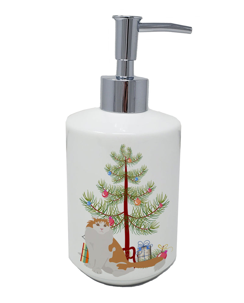 American Curl Cat Merry Christmas Ceramic Soap Dispenser