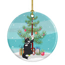 American Polydactyl Cat Merry Christmas Ornament - Round Ceramic Ornament – Artist-Designed Keepsake Decoration