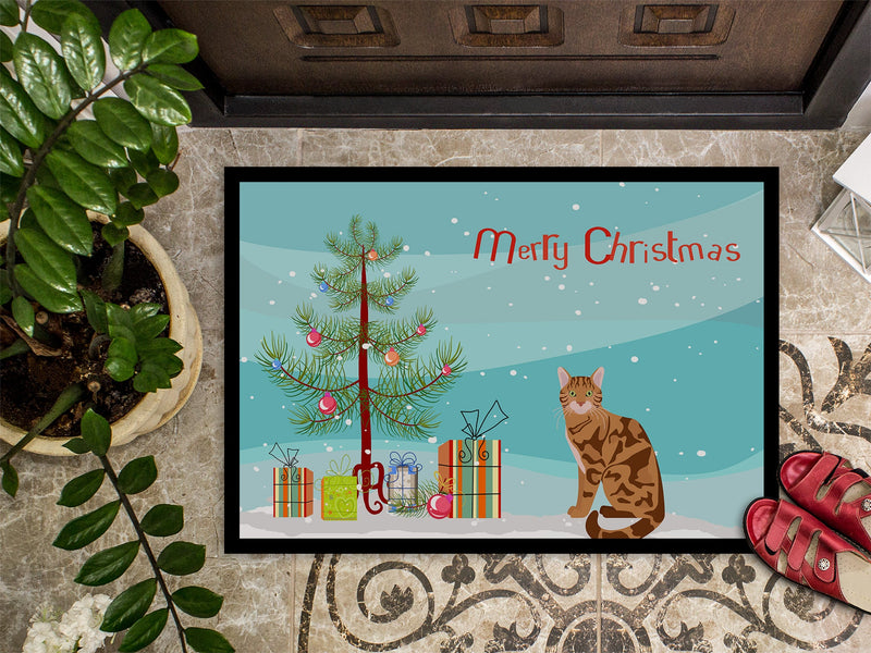 Bengal Cat Merry Christmas Doormat - 24x36 Decorative Floor Mat – Indoor/Outdoor Rug with Artistic Flair CK4747JMAT