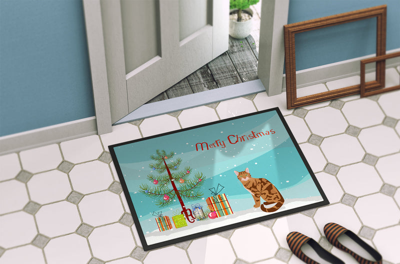 Bengal Cat Merry Christmas Doormat - 24x36 Decorative Floor Mat – Indoor/Outdoor Rug with Artistic Flair CK4747JMAT
