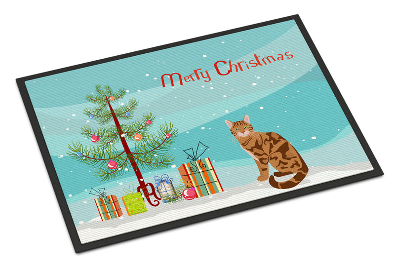 Bengal Cat Merry Christmas Doormat - 24x36 Decorative Floor Mat – Indoor/Outdoor Rug with Artistic Flair CK4747JMAT