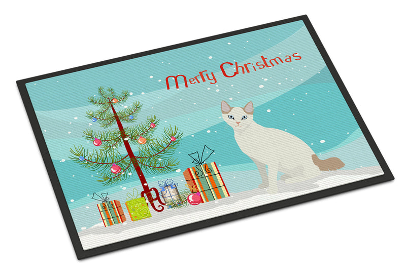 Korean Bobtail Cat Merry Christmas Doormat - 24x36 Decorative Floor Mat – Indoor/Outdoor Rug with Artistic Flair CK4774JMAT
