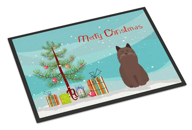 York Chocolate Cat Merry Christmas Indoor or Outdoor Mat 24x36 CK4810JMAT