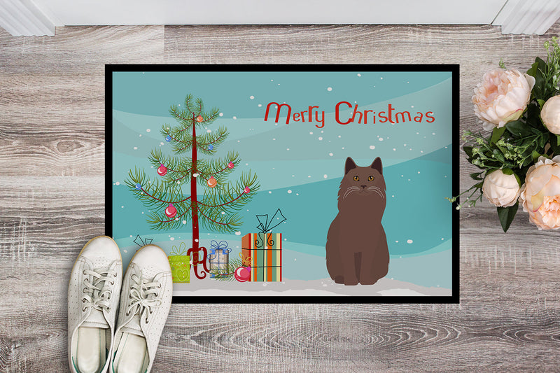 York Chocolate Cat Merry Christmas Indoor or Outdoor Mat 18x27 CK4810MAT