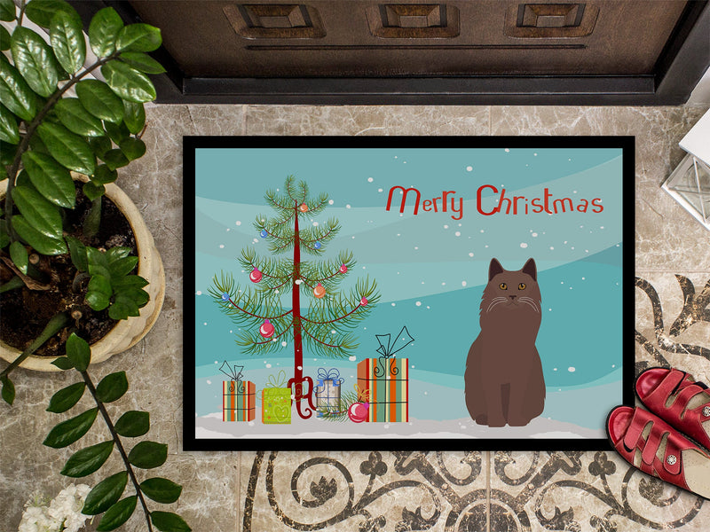 York Chocolate Cat Merry Christmas Indoor or Outdoor Mat 18x27 CK4810MAT