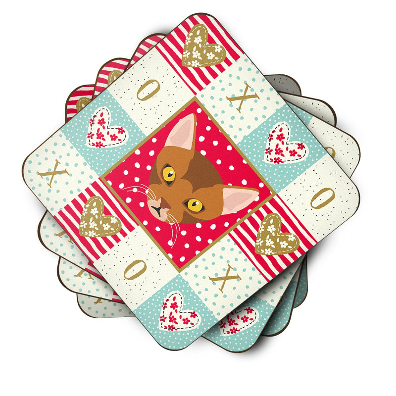 Abyssinian Cat Love Coasters - Set of 4 Lightweight Foam, Absorbent Drink Coasters  CK5077FC