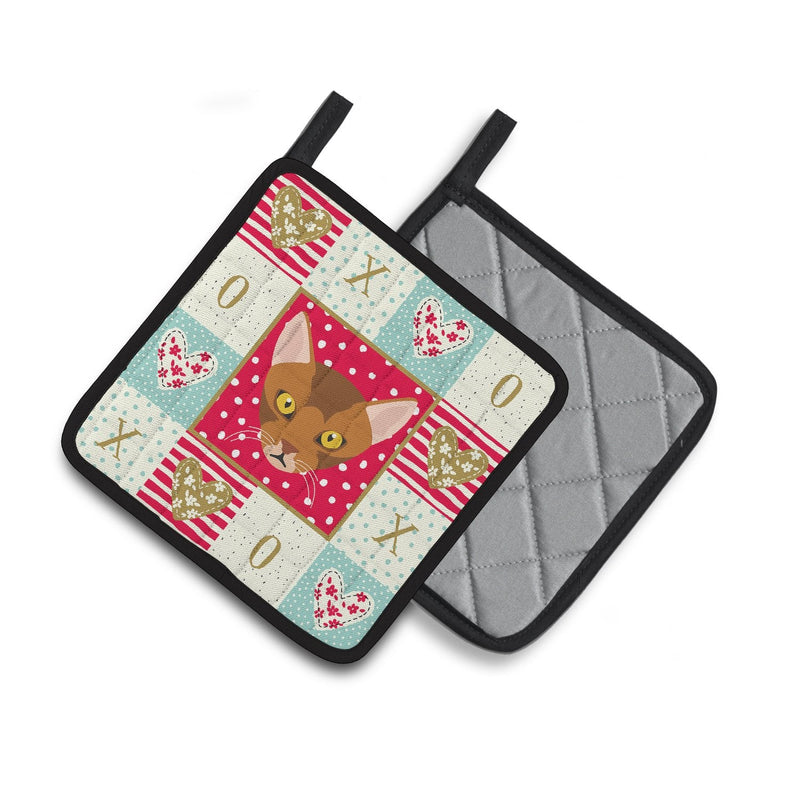 Abyssinian Cat Love Pair of Pot Holders CK5077PTHD