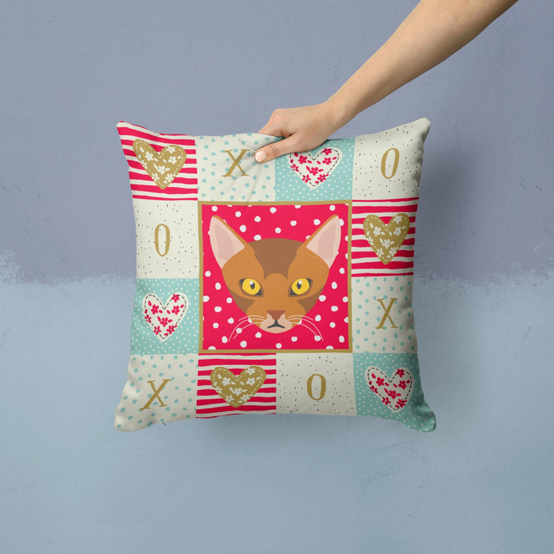 Abyssinian Cat Love Fabric Decorative Pillow CK5077PW1414