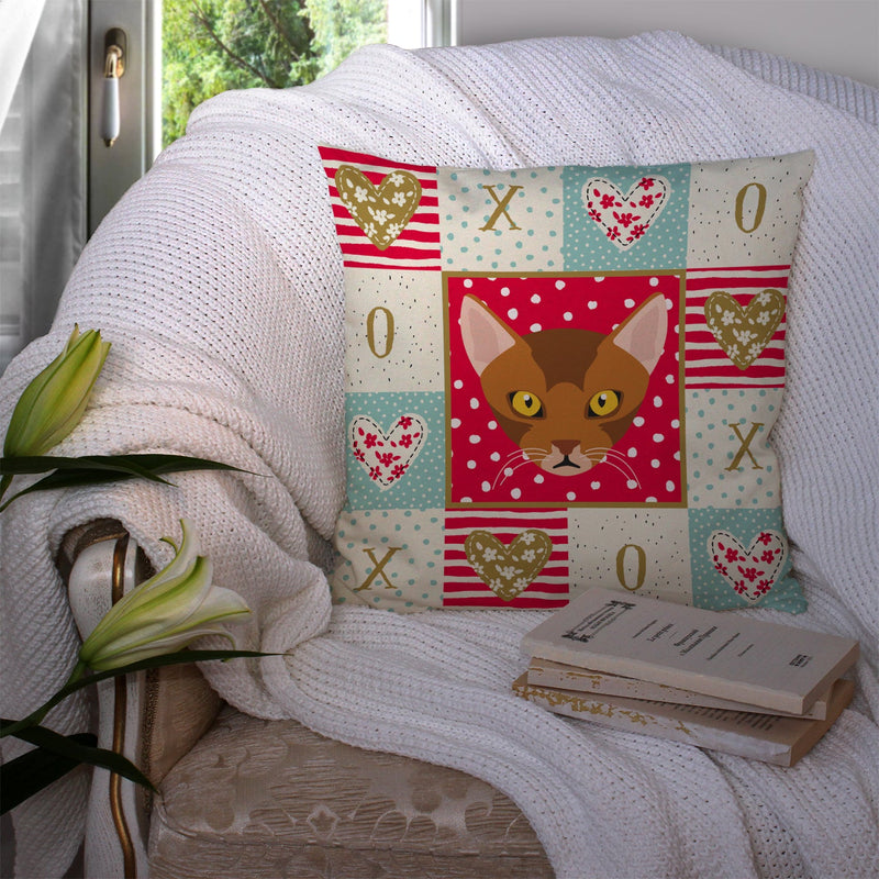 Abyssinian Cat Love Fabric Decorative Pillow CK5077PW1414