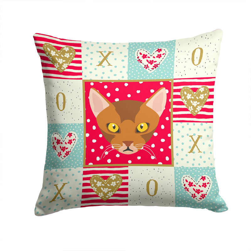 Abyssinian Cat Love Fabric Decorative Pillow CK5077PW1414