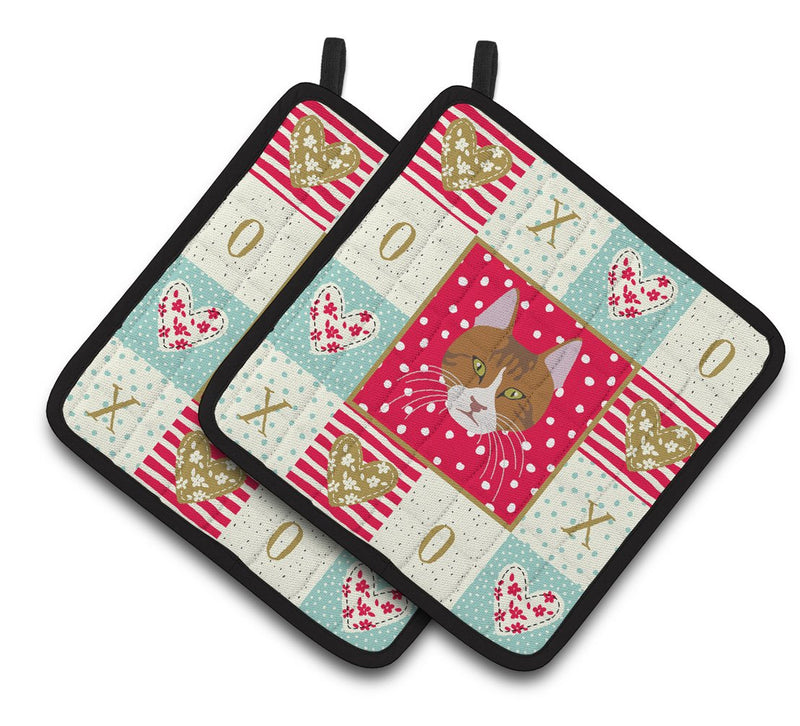 Aegean Cat Love Pair of Pot Holders CK5078PTHD